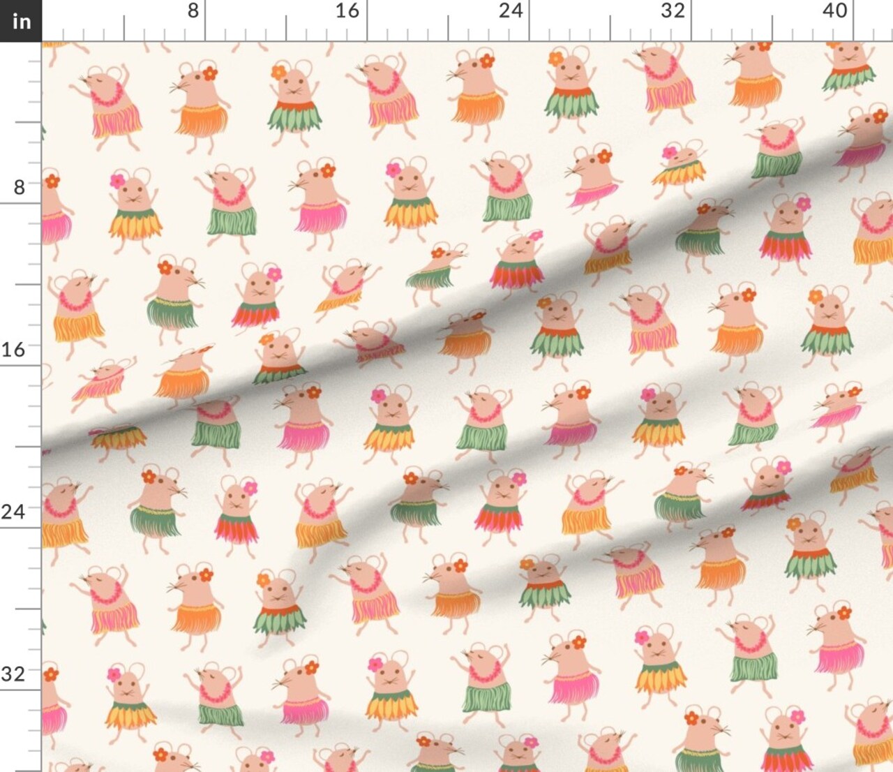 Dancing Mice Tropical Summer Whimsical Cute Vacation Island Custom Printed Fabric by Spoonflower Various Fabrics by the Yard or Fat Quarter